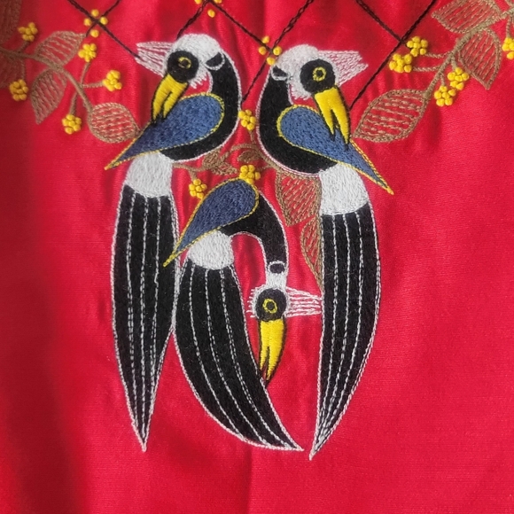 Bright red Chanderi cotton Sharara (Bell bottom) and top - Picture 4 of 6